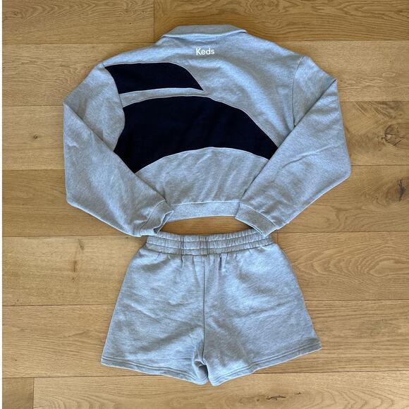 Recreational Habits x Keds - Cropped Polo Pullover & Shorts in Gray & Black - Picture 4 of 5